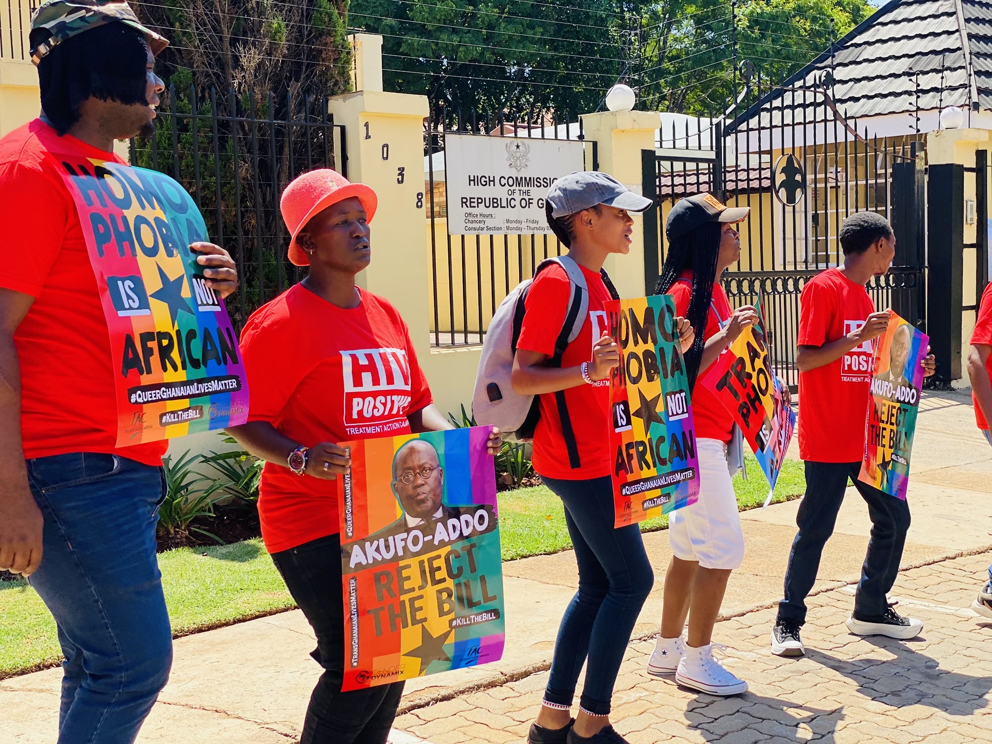 TAC & Gender Dynamix Protest Outside Ghana’s High Commission in South Africa, Urging Rejection of Ghana’s Human Sexual Rights and Family Values Bill, 2024