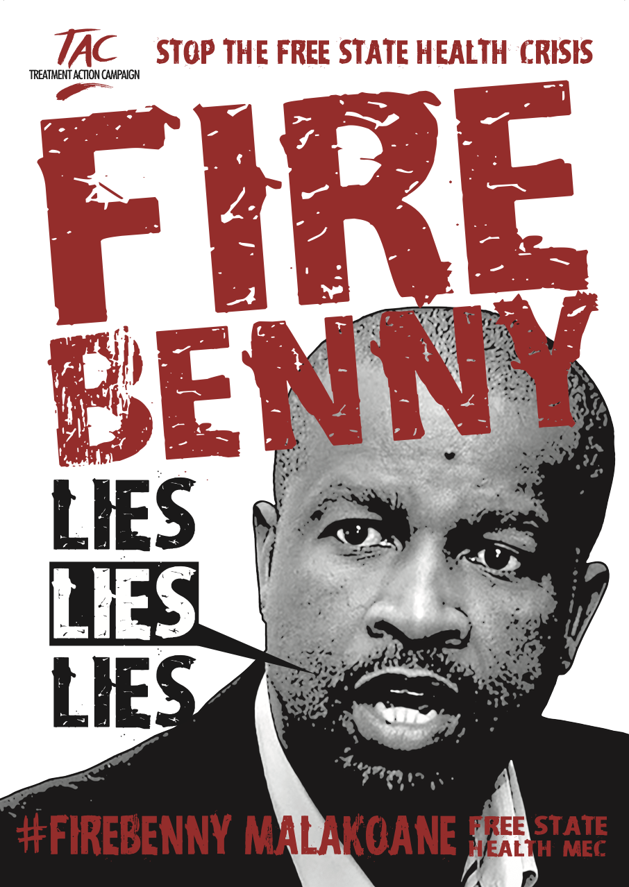TAC Charges MEC Benny Malakoane with Corruption – March to Bloemfontein Magistrates Court – Campaign Materials (September 2014)
